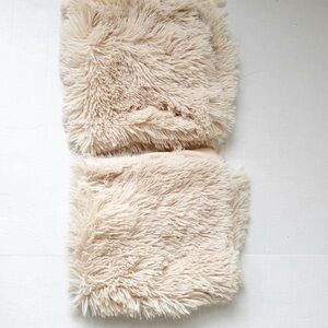 TWO NEW beige shaggy pillow shams